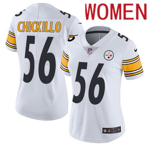 Women Pittsburgh Steelers #56 Anthony Chickillo Nike White Vapor Limited NFL Jersey->women nfl jersey->Women Jersey